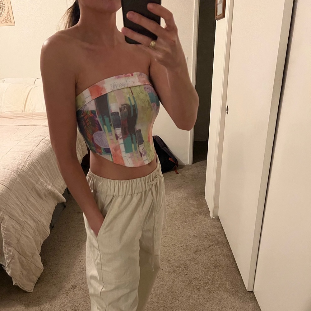 Lola Multi Print Strapless Corset Top